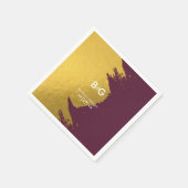 Faux Gold Burgundy, Monogram Weddenschap Servet (Hoek)