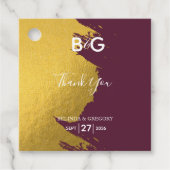 Faux Gold Burgundy, Monogram Wedding Gift Bedankjes Labels (Voorkant)