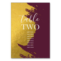 Faux Gold Burgundy, Monogram Wedding Guest Names