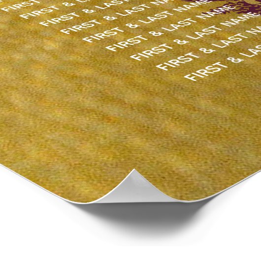 Faux Gold Burgundy, Monogram Wedding Seating Chart Poster (Hoek)