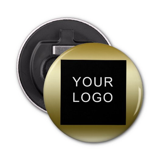 Faux Gold Business Company Corporate Logo Design Button Flesopener (Voorkant)