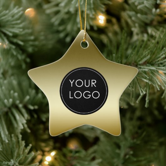 Faux Gold Business Company Logo Star Keramisch Ornament (Boom)