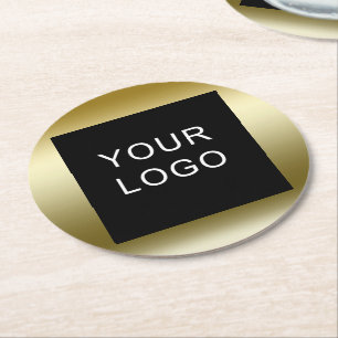 Faux Gold Business Corporate Logo Design Ronde Kartonnen Onderzetter