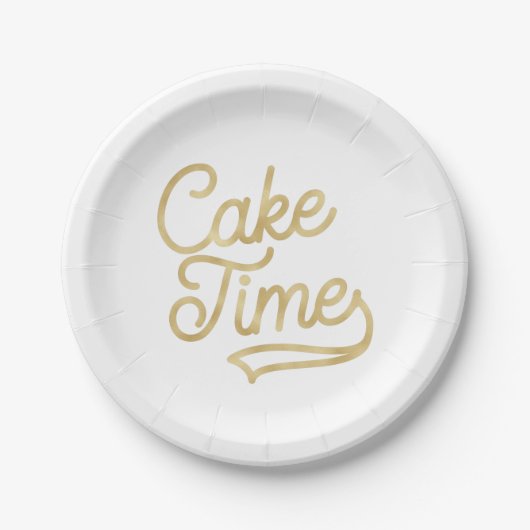 Faux Gold  "Cake Time" Birthday Papieren Bordje (Voorkant)
