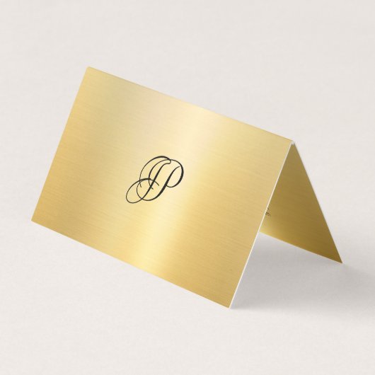 Faux Gold Calligraded Script Monogrammed Modern Visitekaartje (Voorkant)