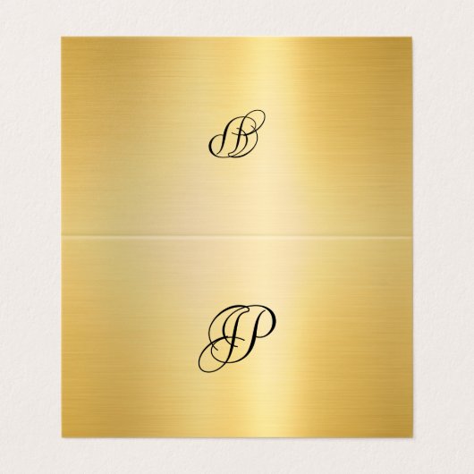 Faux Gold Calligraded Script Monogrammed Modern Visitekaartje (Buitenkant ongevouwen)