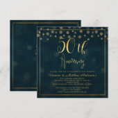Faux Gold Calligraphy 50th Jubileum Invitation Kaart (Voorkant / Achterkant)