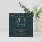 Faux Gold Calligraphy 50th Jubileum Invitation Kaart (Staand voorkant)
