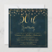 Faux Gold Calligraphy 50th Jubileum Invitation Kaart (Voorkant)