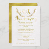 Faux Gold Calligraphy 50th Jubileum Invitation Kaart (Voorkant / Achterkant)