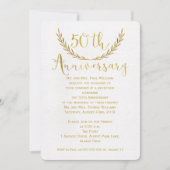 Faux Gold Calligraphy 50th Jubileum Invitation Kaart (Voorkant)