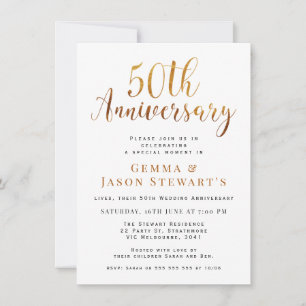 Faux Gold Calligraphy 50th Wedding Jubileum Kaart