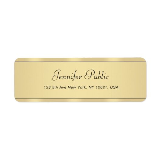 Faux Gold Calligraphy Elegant Modern Hand Script Etiket (Voorkant)
