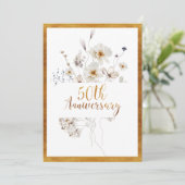 Faux Gold Calligraphy Floral 50e Jubileum Kaart (Staand voorkant)