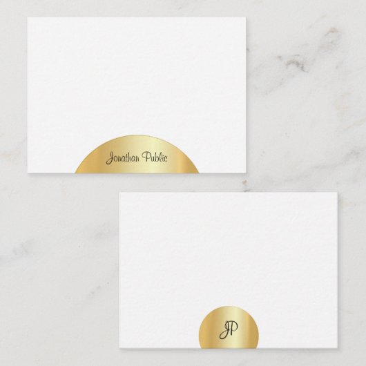 Faux Gold Calligraphy Monogram Elegant Sjabloon (Voorkant / Achterkant)