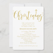 Faux Gold Calligraphy Photo Christening Invitation Kaart (Voorkant)