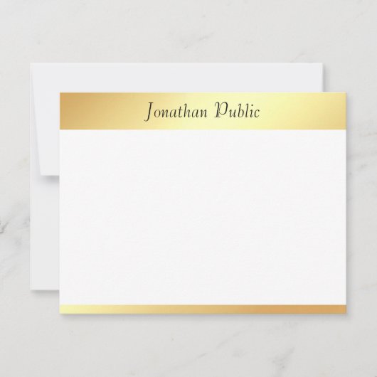 Faux Gold Calligraphy Script Moderne Notitiekaartje (Voorkant)