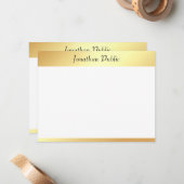 Faux Gold Calligraphy Script Moderne Notitiekaartje (Voorkant / Achterkant in situ)