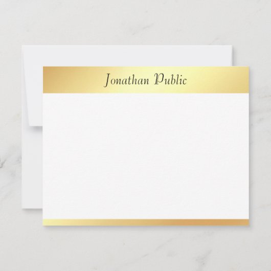 Faux Gold Calligraphy Script Moderne Notitiekaartje (Achterkant)