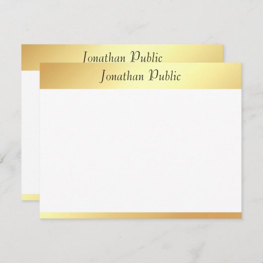 Faux Gold Calligraphy Script Moderne Notitiekaartje (Voorkant / Achterkant)