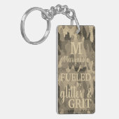 Faux Gold Camouflage Glitter Metallic Camo Name Sleutelhanger (Voorkant Links)