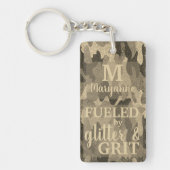Faux Gold Camouflage Glitter Metallic Camo Name Sleutelhanger (Voorkant)