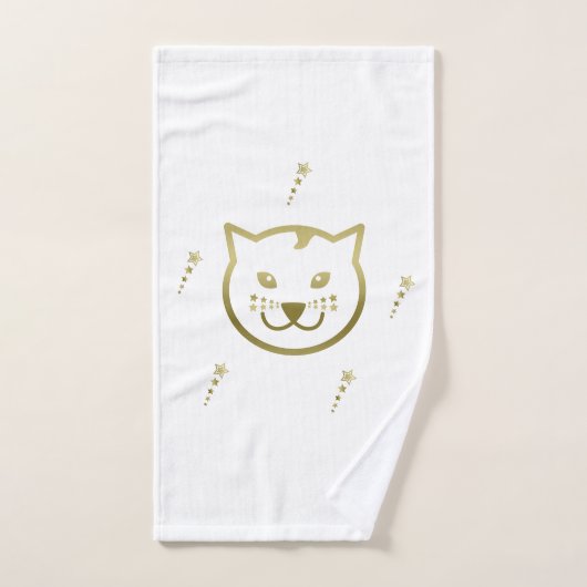 Faux Gold Cat Face - Aangepaste achtergrondkleur Bad Handdoek (Handdoek)