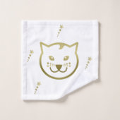 Faux Gold Cat Face - Aangepaste achtergrondkleur Bad Handdoek (Wasdoekje)