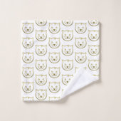 Faux Gold Cat Face - Aangepaste achtergrondkleur Bad Handdoek (Wasdoekje)