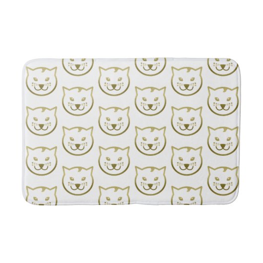 Faux Gold Cat Face - Aangepaste achtergrondkleur Badmat (Voorkant)