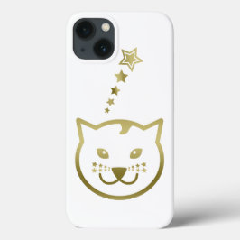Faux Gold Cat Face - Aangepaste achtergrondkleur Case-Mate iPhone Case