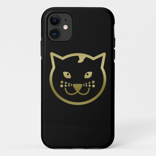 Faux Gold Cat Face - Aangepaste achtergrondkleur Case-Mate iPhone Case (Achterkant)