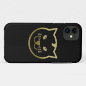 Faux Gold Cat Face - Aangepaste achtergrondkleur Case-Mate iPhone Case (Achterkant (horizontaal))