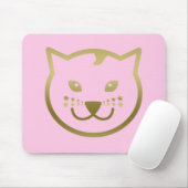 Faux Gold Cat Face - Aangepaste achtergrondkleur Muismat (Met muis)