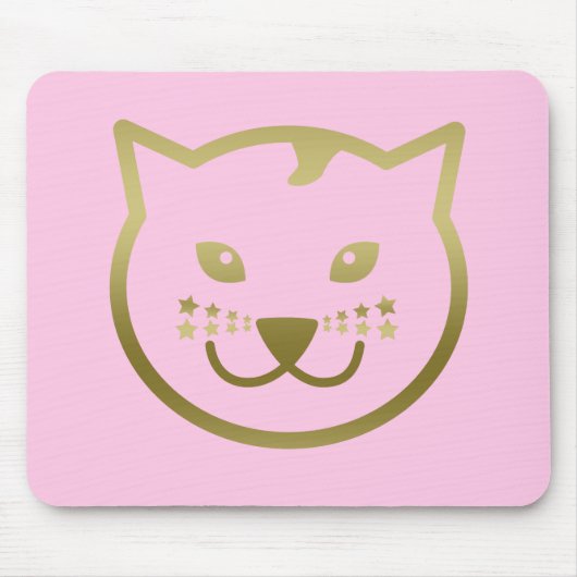 Faux Gold Cat Face - Aangepaste achtergrondkleur Muismat (Voorkant)