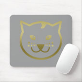 Faux Gold Cat Face - Aangepaste achtergrondkleur Muismat (Met muis)