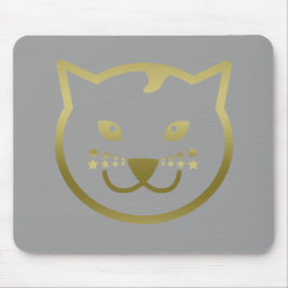 Faux Gold Cat Face - Aangepaste achtergrondkleur Muismat