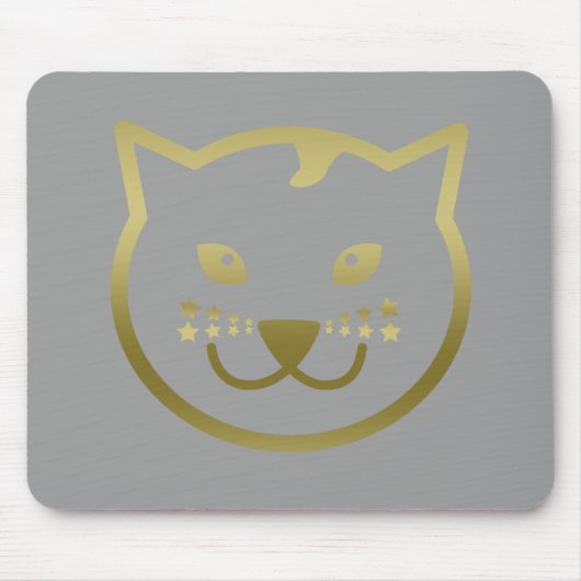Faux Gold Cat Face - Aangepaste achtergrondkleur Muismat (Voorkant)