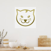 Faux Gold Cat Face - Aangepaste achtergrondkleur Poster (Keuken)