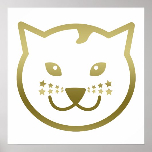 Faux Gold Cat Face - Aangepaste achtergrondkleur Poster (Voorkant)