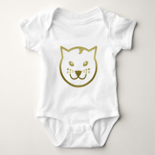 Faux Gold Cat Face - Aangepaste achtergrondkleur Romper