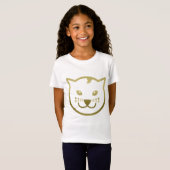 Faux Gold Cat Face - Aangepaste achtergrondkleur T-shirt (Voorkant volledig)