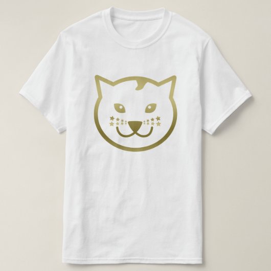 Faux Gold Cat Face - Aangepaste achtergrondkleur T-shirt (Design voorkant)