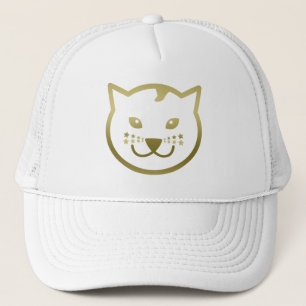 Faux Gold Cat Face - Aangepaste achtergrondkleur Trucker Pet