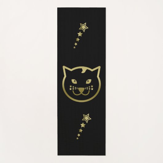 Faux Gold Cat Face - Aangepaste achtergrondkleur Yogamat (Voorkant)