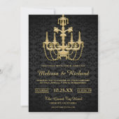 Faux Gold  Chandelier Wedding Invitation Kaart (Voorkant)