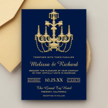 Faux Gold  Chandelier Wedding Invitation