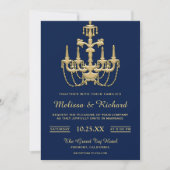 Faux Gold  Chandelier Wedding Invitation Kaart (Voorkant)