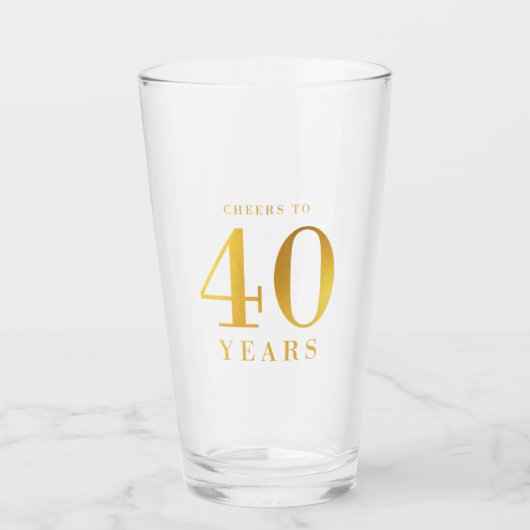 Faux Gold Cheers tot 40 jaar verjaardag Glas (Voorkant)