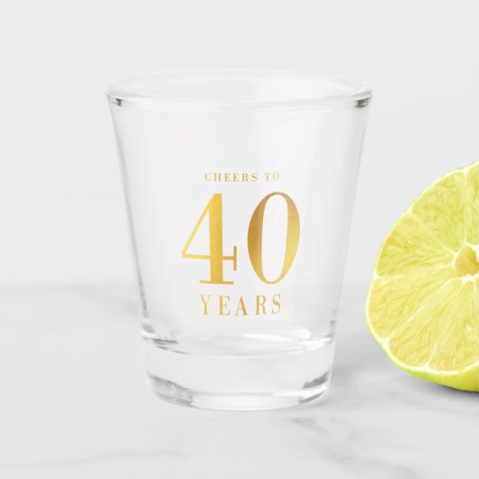 Faux Gold Cheers tot 40 jaar verjaardag Shot Glas (Voorkant)